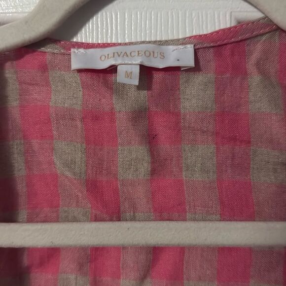 Olivaceous Wrap Tie Crop Top - Pink Checker - LIKE NEW - Tags - Size Medium - Picture 3 of 3